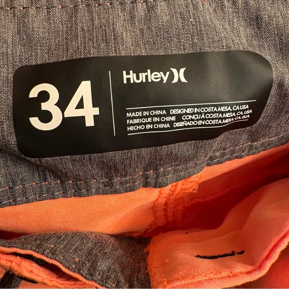 Hurley Board Shorts Stretch Performance Orange Water Swim Surf Men’s Size 34 - Picture 3 of 3
